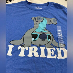 Lilo & Stitch Short Sleeve Blue Tshirt Medium Disney New With Tags Woman’s Top